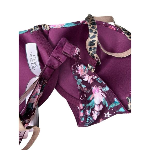 NEW Victoria's Secret Sexy Tee light Lined Demi Bra 32C pink Floral adjustable - Picture 10 of 10